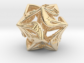 Curlicue 20-Sided Dice in 14k Gold Plated Brass