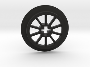 Medium Small Thin Train Wheel in Black Natural Versatile Plastic